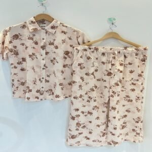 Ladies Regular Collar Shirt with Bottom Set Made with Import printed Jeorget Non Iron fabric