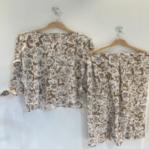 Ladies Round Neck Dress with Bottom Set Made with Import printed jeorget Non Iron fabric